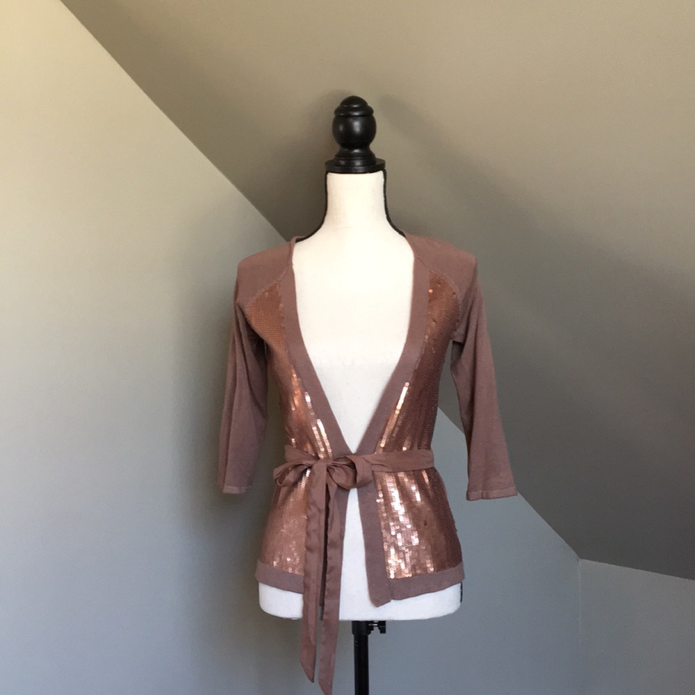 Tan and Bronze Sequin Cardigan